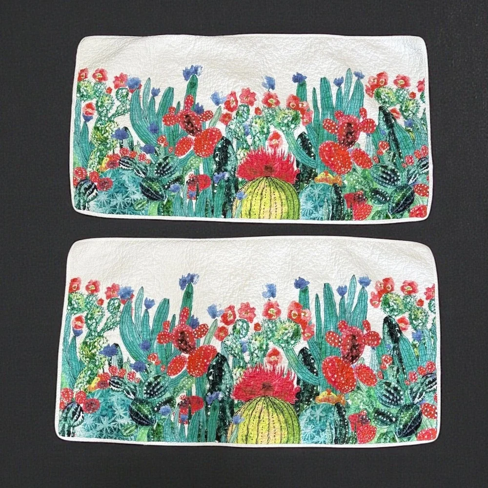 Donna Sharp Quilted Cactus‎ Floral King Pillow Shams Set of 2 Boho Southwestern
